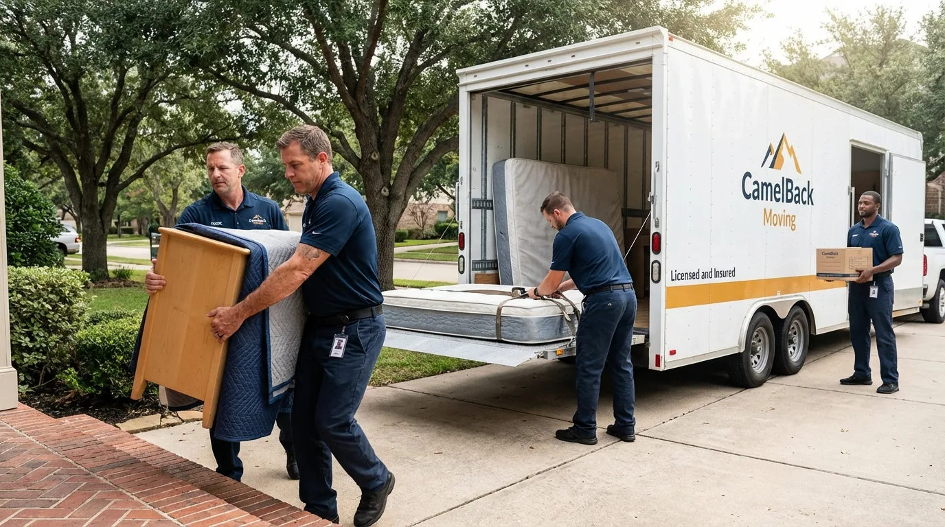 Crew loading residential truck for cross-state move from Cliffside Park, NJ