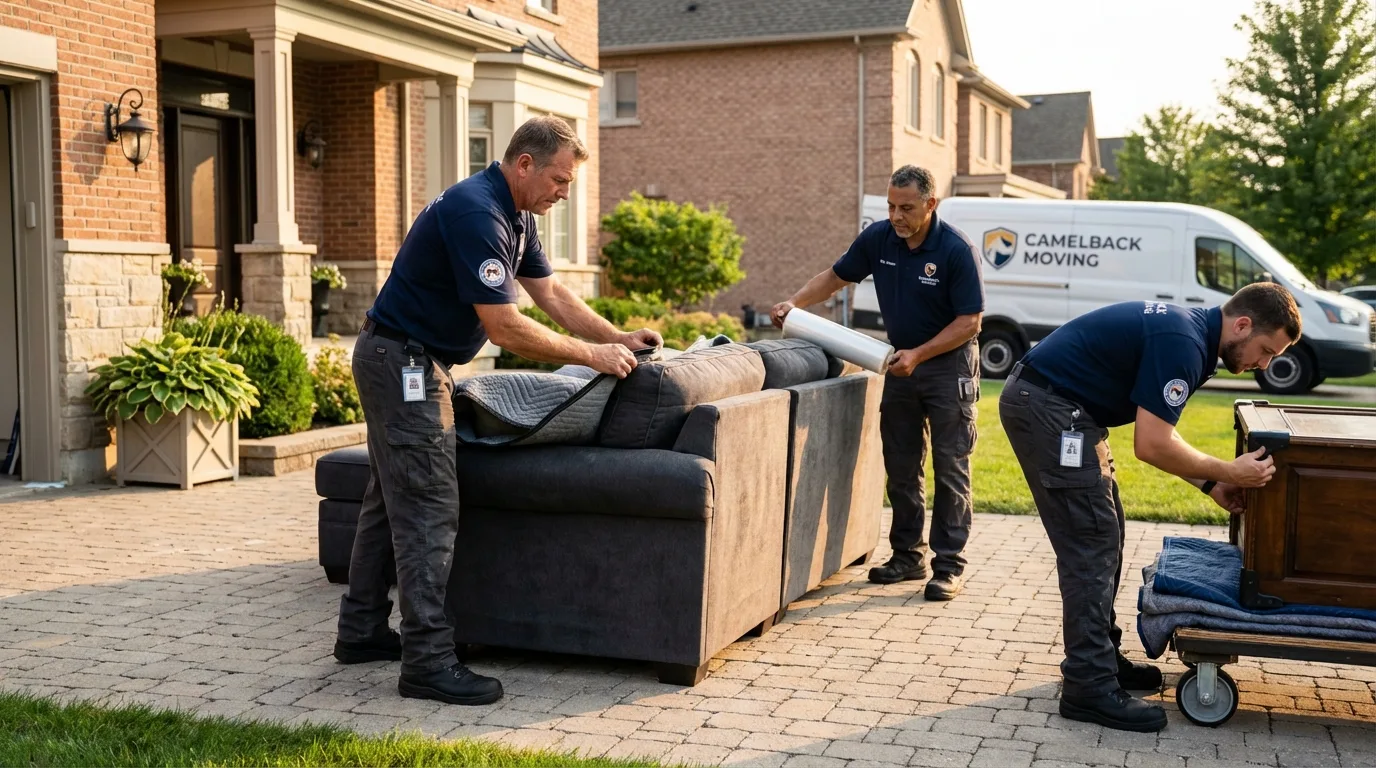 Large estate moving crew wrapping furniture in Cliffside Park, NJ